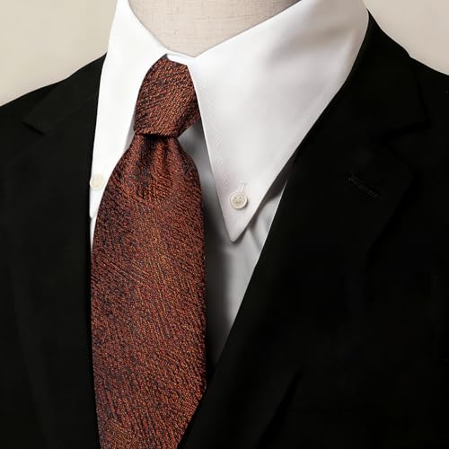 Image of Barry.Wang Skinny Ties for Men Cashmere Wool Blend Necktie with Tie Clip | Tie and Tie Clip Set, Cashmere Wool Blend, Textured Woven Stripe, 2.76 x 63 Inches, Extra Long Slim, Wedding Work Winter