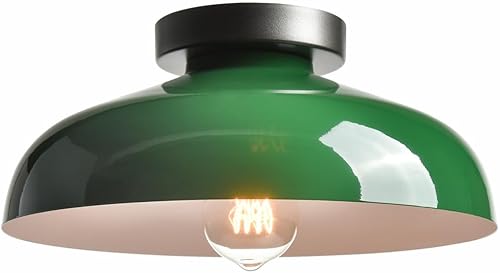 Miniatura 12 de DIRYZON Lámpara de Techo Moderna Industrial Lámpara de Techo Semi Empotrada con Pantalla de Granero de Metal Blanco de 12 Pulgadas Blanco,Negro