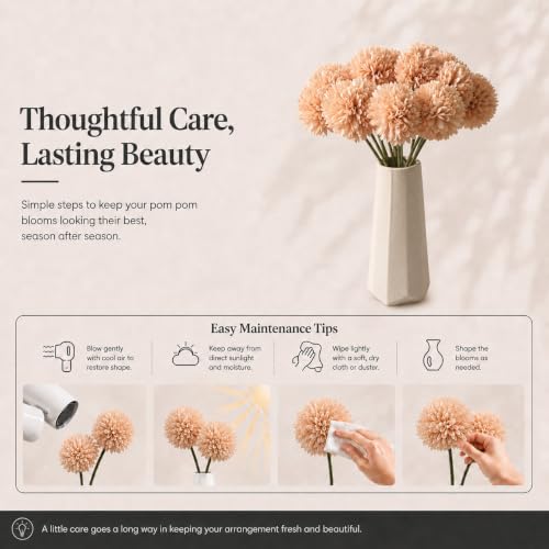 Image of Mandy's 12pcs Artificial Champagne Ball Chrysanthemum Flowers