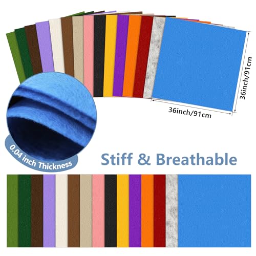 Image of Felt Fabric 36'' X 36'' Large Felt Sheets Stiff Craft Felt by The Yard for DIY Crafts Letter Coaster Flower Ornament Sewing Party Decoration Christmas Supplies Nonwoven (Blue)