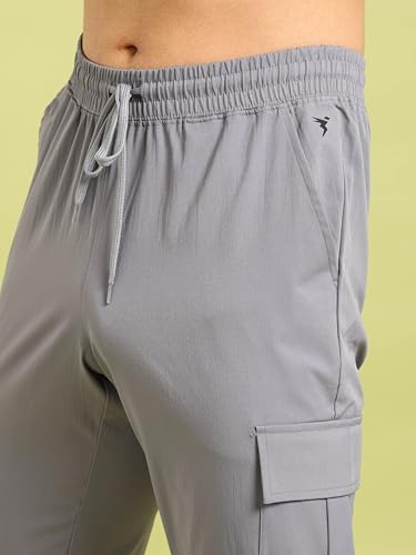 Image of TECHNOSPORT Men's Regular Fit Mid Rise Polyester Solid Cargos for Activewear, Regular Use and Quick Dry