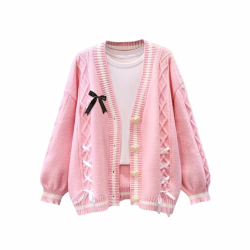 Image of Chevara Women's Cute Sweet Cardigan Sweater Kawaii School Uniform Button Long Sleeve V-Neck Knitted Outerwear