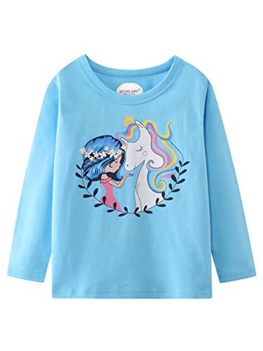 Image of Girl Long Sleeve Shirts Christams Tops Tees Cotton Casual Stripe Crewneck Graphic Jersey Tunic T-Shirts 3 Packs Sets