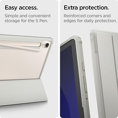 Image of Spigen for Galaxy Tab S9 Case (2023), Ultra Hybrid Pro Protective Tri-Fold Cover with Transparent Back and S Pen Holder, 11 inch, Gray