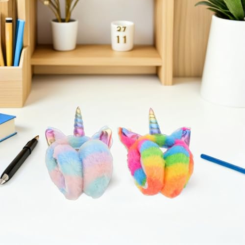 Orejeras de invierno para mujer LIFKOME diadema arcoíris ajustable 5