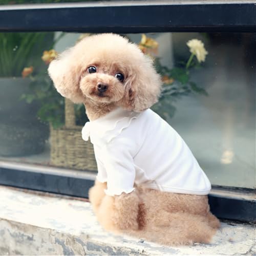 犬服 ペット服 犬の服 Tシャツ 長袖 通年用 薄手 綿製 柔らかい 弾力性よい 通気性よい おしゃれ かわいい お出かけ ドッグウェア 中型犬/小型犬/猫用 3色展開 (ホワイト, M)