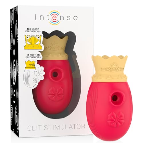Estimulador de mujer, Succionador, succiona y lame | 10 Modos de Succión y 10 Modos de Estimulación | Silicona Suave | Recargable USB | Resistente al Agua (Rojo)
