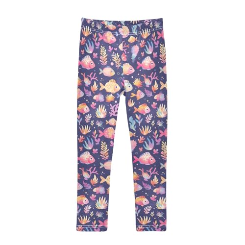 KLL Puffer Hawaiian Fish and Seaweed Toddler Baby Girl Active Leggings Casual High Waisted Dance Pants Running