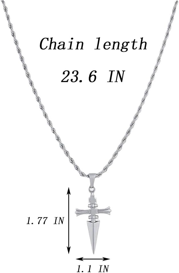 Kurapika Cross Dagger Pendant Necklace for Men image 3