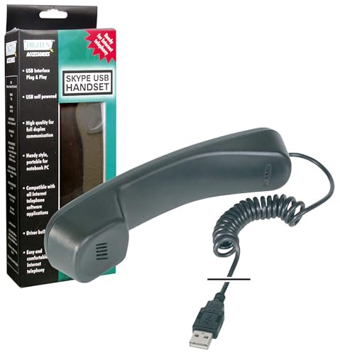 DIGITUS Auricular USB para comunicación VoIP – Adaptador USB con cable en espiral – Plug and Play – Negro