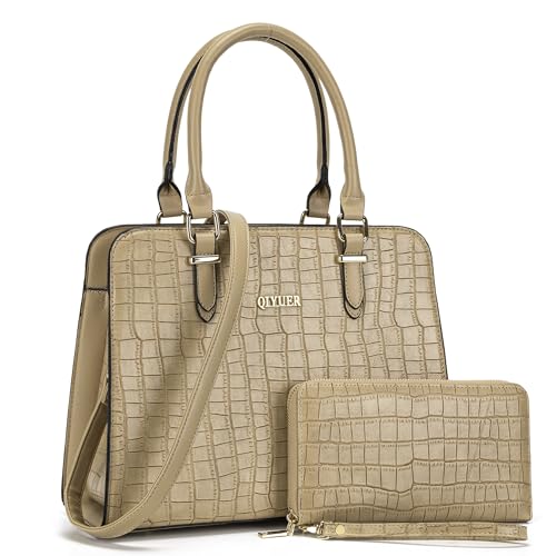 Image of Qiyuer Satchel Purses For Women Handbag And Wallet Set Tote Bag | Premium Vegan Leather,Matching Wallet,RFID Blocking,Work,Casual