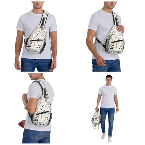 Bolso Sling para Hombre y Mujer Estampado con notas musicales miniatura 6