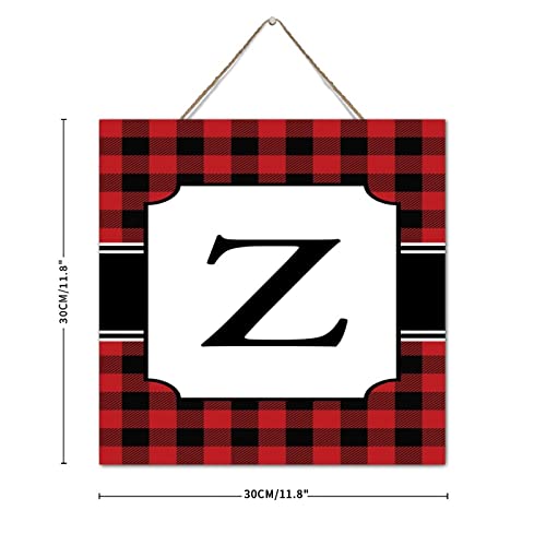 Monogramme de Noël en bois initiale Z déco murale rouge noire 30cm - 4