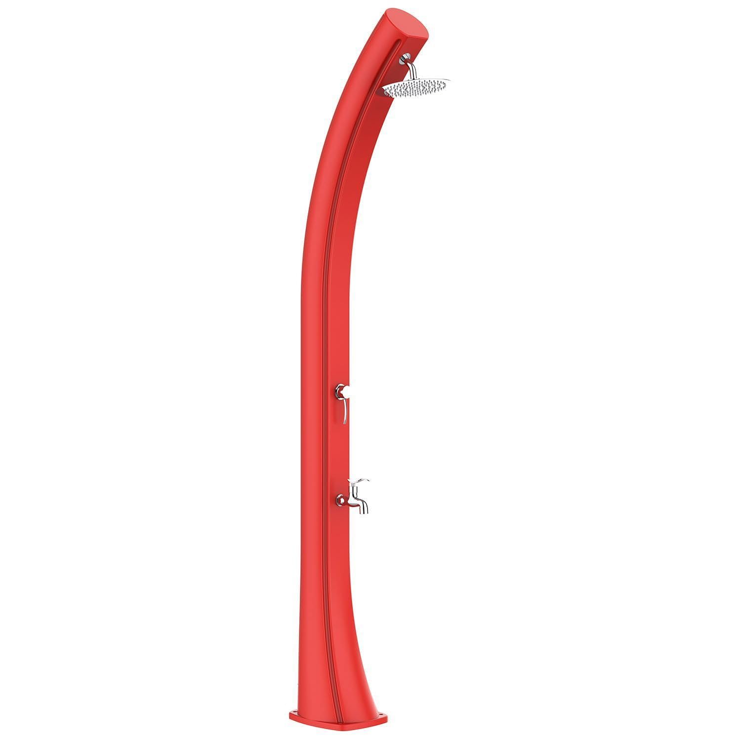 Starmatrix Doccia Solare Rossa in Polietilene HD Alta 226 cm Capacita 40 Litri Soffione Circolare di 1524 cm con Lavapiedi Modello Rio XXL Red