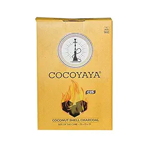 COCOYAYA Coconut Shell Charcoal for Hookah Shisha Coal (1 Kg) -72 Cubes
