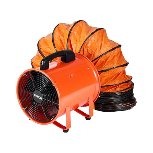 VEVOR Ventilador Extractor Industrial 365 W Extractor de Aire Conducto 304,8 mm Manguera de Extracción 10 m Volumen de Aire de 4373 m3/h Extractor de Aire 2 Engranajes para Extracción de Polvo y Humo