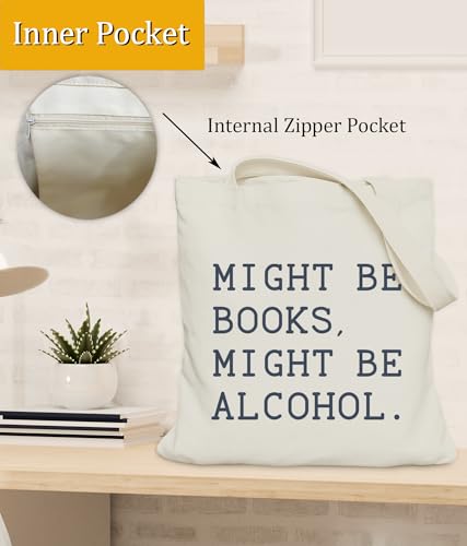 Image of Book Lovers Gifts Tote Bag for Bookish Readers, Aesthetic Book Tote Bag for Librarian, Medium Size with Inner Pocket