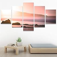 SIGNWIN 5 Panel Canvas Wall Art Landscape Ocean for Home Decorations Ready to Hang - 60