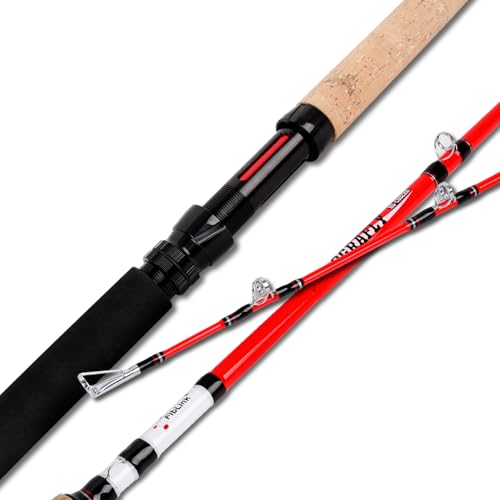 Fiblink Catfish Fishing Rods 8 Catfish Pole 2 Piece Portable Travel Cat Catfishing Casting Rod (8-Medium Heavy-2pc)