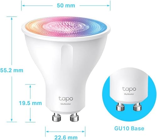 TP-Link Tapo slimme WLAN-lamp GU10, energie besparen, 3,5W gelijk aan 50W, veelkleurige dimbare Alexa Smart-lamp, Smart Home Alexa-accessoire, 16 miljoen kleuren(Tapo L630 2-pack) - Afbeelding 3