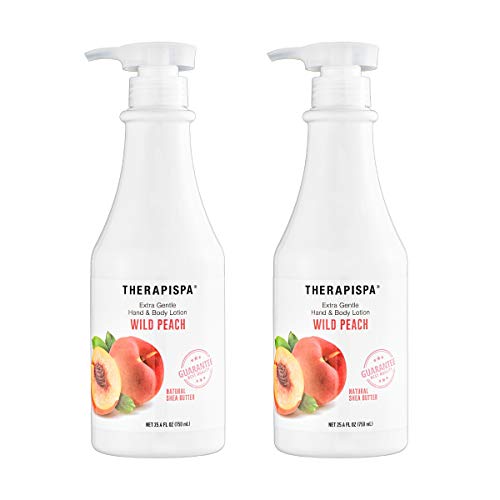 [THERAPISPA] Ultra Moisturizing Shea Butter Extra Gentle Hand & Body Lotion - Wild Peach, Certified Professional, 25.4 fl oz (Pack of 2)