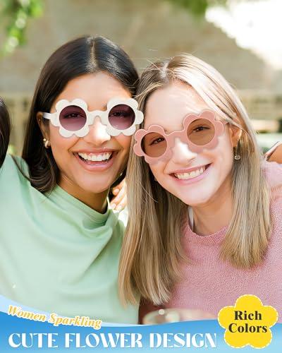 12 Pack 5.71'' Adult Flower Sunglasses Bulk, Cute Colorful Flower Glasses for Women Party Favors2