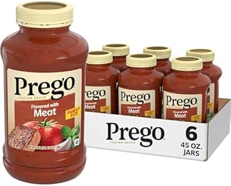 Prego Italian Tomato Pasta Sauce Flavored With Meat, 45 Ounce Jar (Case of 6)