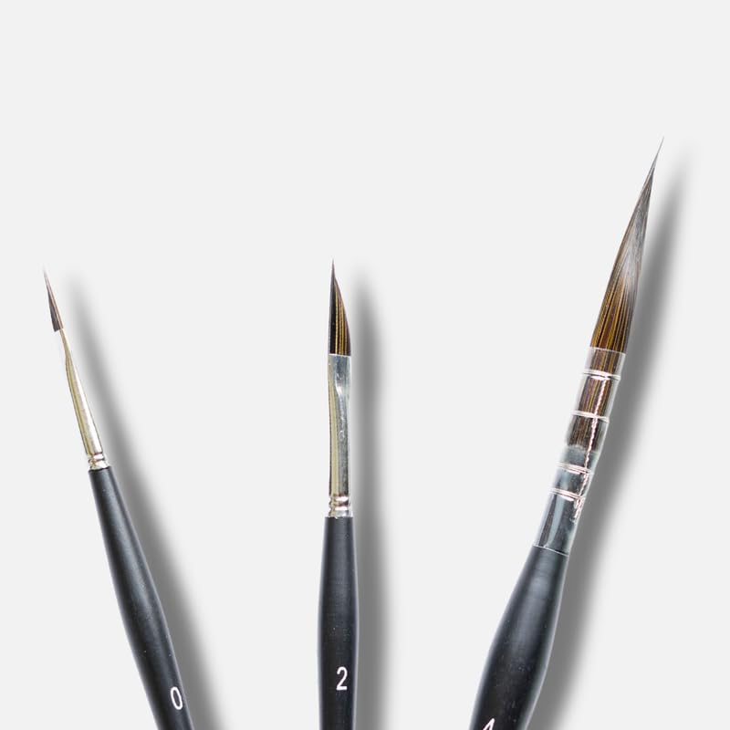 Image of Stationerie Petal Paint Brushes Set - Handmade Artist Painting Brush Set Including Triangle Petal Dagger Brush for Acrylic, Watercolor, & Gouache Painting (2 + 1 Brushes)