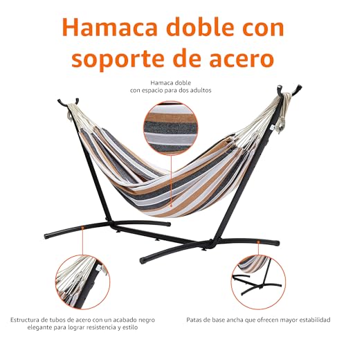 Amazon Basics medianas Hamaca de tela con soporte, Abigarrado, 300 x 117 x 100 cm - imagen 4