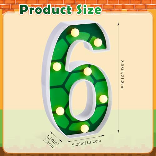 LED Number Lights Cartoon Themed Birthday Decorations LED Light Up Number Centerpieces Table Decoration for Party Supplies Backdrop Wall Decor for Birthday Party Decorations (Number 6)