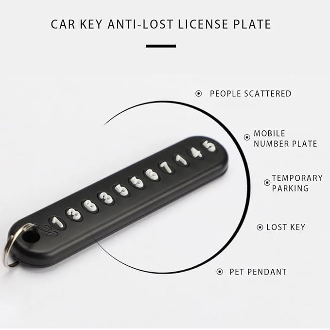 Image of Anti-Lost Car Keychains with Phone Number Pendant, Phone Number Digital Sign, Heavy Duty Universal Car Keychain, Durable and Anti-Lost Accessories for Men and Women