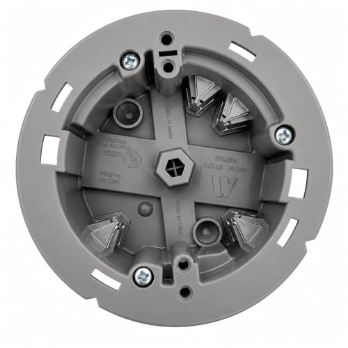 Image of SmarToggle 3.5 inch Round Ceiling Light Fixture Box - Old Work Electrical Box for Stud or No-Stud Mount |Rated 50 lbs | 3 /4 inch Toggle Depth | Pilot Locator & Integrated Hole Saw, 10-Pack
