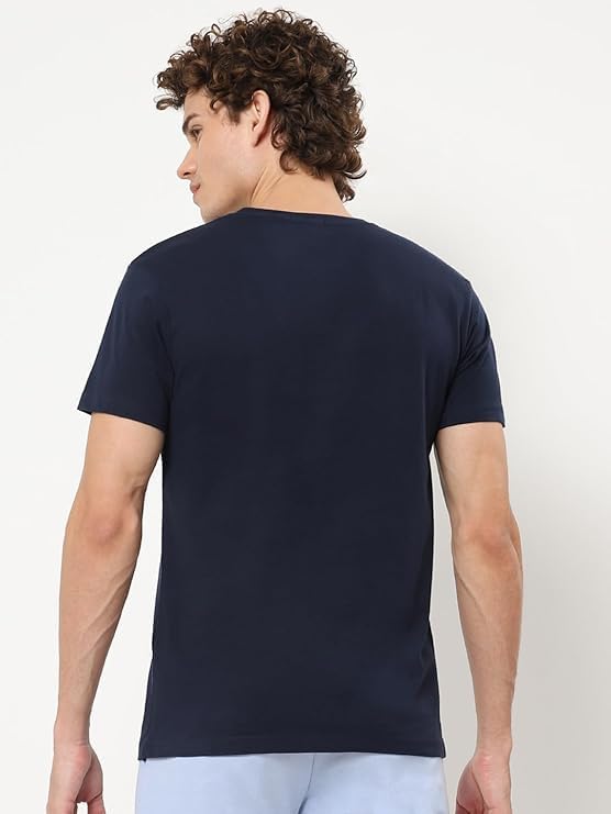 Image of Bewakoof Men Graphic Print Regular Fit Half Sleeve Round Neck Pure Cotton T-Shirt