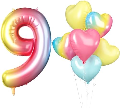 Biapian 40 Inch Blue Number 1 Balloons, 7PCS Large Number One Balloon with Blue Silver Foil Heart Balloons for 1st Birthday Decorations First One Year Boys Girls Baby Shower Anniversary Party Decor