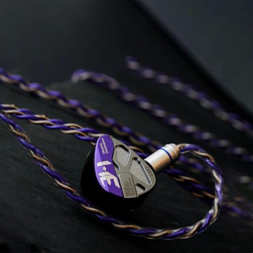 Image of HE Xiao Qiao Semi-open Single Dynamic In Ear Monitors, 10mm Graphene Diaphragm Dynamic driver IEM, Gaming IEM Earphones, HiFi Wired Earphones with 5 Axis CNC Hyper Presicion Resin (Purple, 4.4mm)