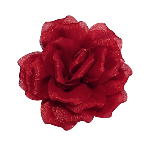 Image of Flash Camellia Flower Brooch Pin for Women Men Elegant Texture Fabric Dahlia Rose Floral Brooches Lapel Pins Dainty Wedding Holiday Party Costume Dress Accessories Jewelry