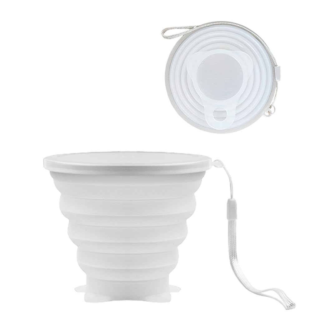 Intatikoo Silicone Collapsible Cups for Camping Travel,Small Portable Backpacking Camping Cup for Outdoor,Reusable Folding Travel Cup,270ml,Graduated(Transparent)