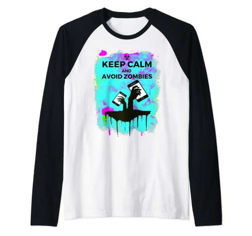 Photo de Keep Calm and Avoid Zombies | Tech Zomby Apocalypse Manche Raglan
