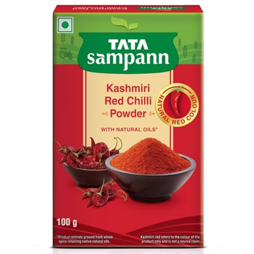 Image of Tata Sampann Kashmiri Red Chilli Powder with Natural Oils, 100g, Kashmiri Lal Mirch Powder, With Exclusive Recipe
