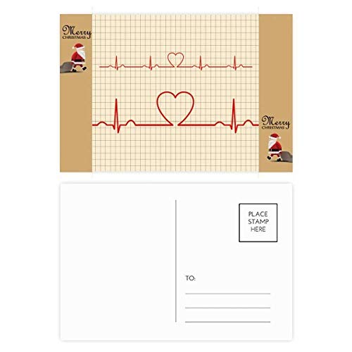 Cadeau Noël électrocardiogramme cœur : lot de 20 cartes de remerciement festives