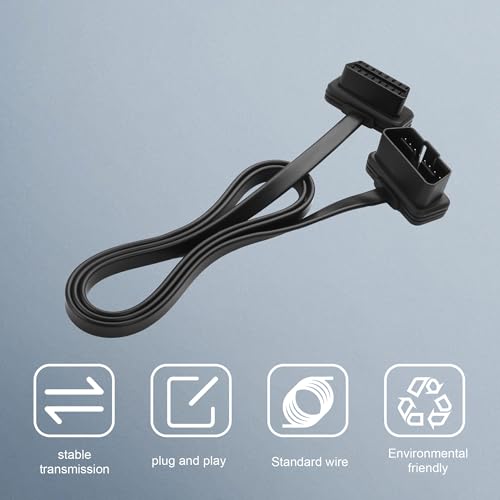 Image of OBD Slim Extension Cable,16 Pin OBD2 Male to Female Ribbon Extension Wire, Diagnostic Universal OBD II Convert Cable (90-Degree 16-pin Male Connector)