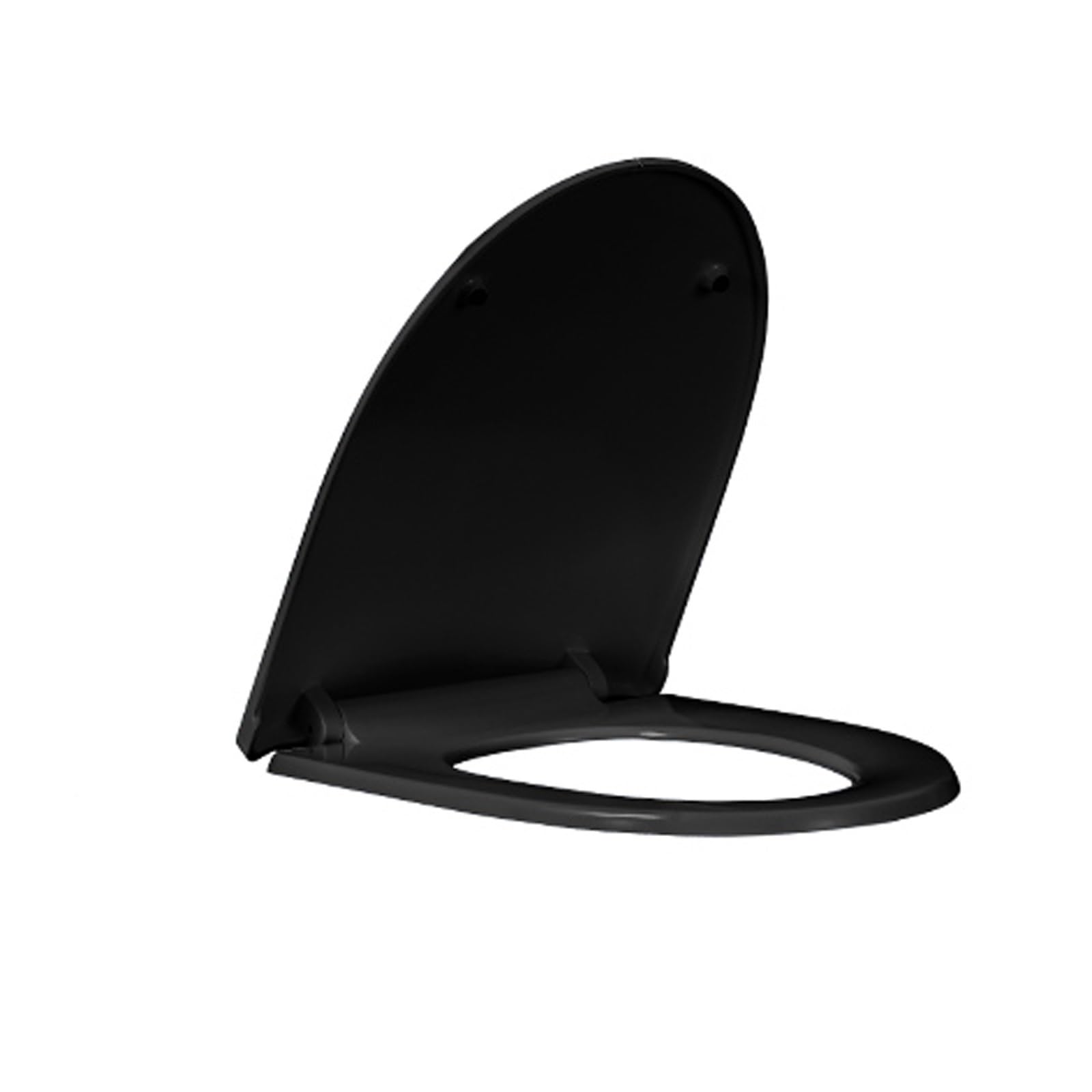 WC-Sitz mit Absenkautomatik, Schnellverschluss, einfache Reinigung, 44,5 × 35 cm, Schwarz – Stilvolles Bad-Accessoire für moderne Wohnungen, Soft-Close-Design, langlebig & bequem