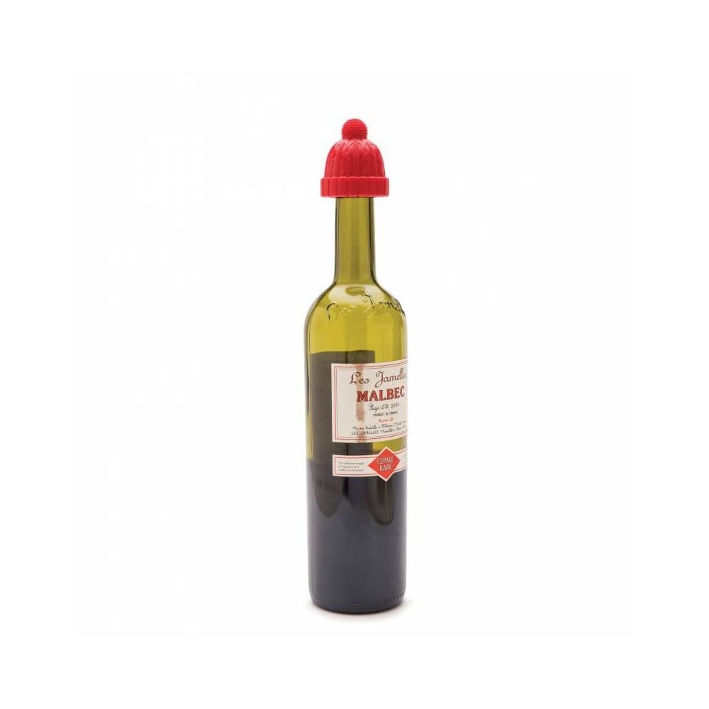Bouchons De Bouteille En Silicone Fun - Lot De 2 - Style Bonnet Avec Pompon - Pour Vin Et Champagne