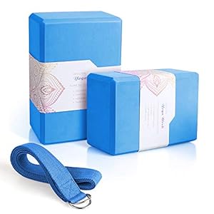 Arltb Yoga Block 2 Pack Yoga Blocks and Strap Set, 2 Pack Stretch Blocks with Strap,Yoga Stretching Bricks with Strap,Yoga Brick Set of 2 Yoga Bricks Stretch Blocks Yoga Cube Blocks – 4 x 6 x 9 inch