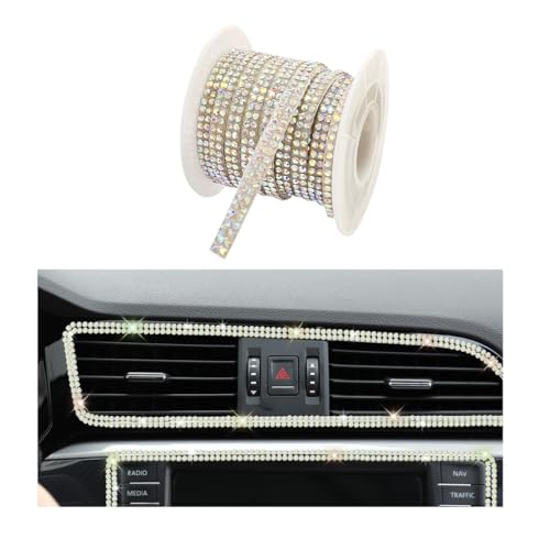 Image of Ohleats Bling Car Trim Self Adhesive, 16.4 Ft Auto Interior Exterior Crystal Rhinestone Decoration Strip Decal, Glitter Trim Strips Line Molding for Dashboard, Car Accessories (Colorful)