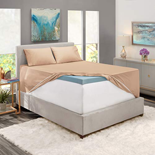 Image of Hearth & Harbor Luxury Soft 6 Piece Bed Sheet Set Extra Deep Pocket Fitted Sheets Fits Mattress up to 21 inch, Double Brushed Bedding, Queen, Taupe