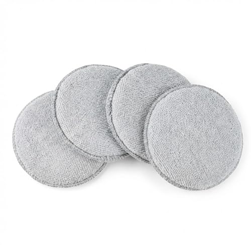 4 Pcs Microfiber Wax Applicator 5 inch Polishing Pads Sponge Applicator Reusable Microfiber Sponge Pads for Scratch Free Cutting Board Maintenance and Versatile Home Polishing Pad (Grey)