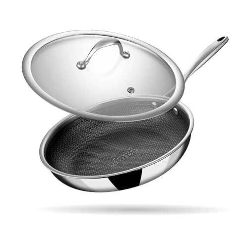 Stahl Artisan Hybrid Triply Frying Pan with Lid 2 L, 24 cm, Induction Base Non Stick Fry Pan, Stainless Steel Frying Pan