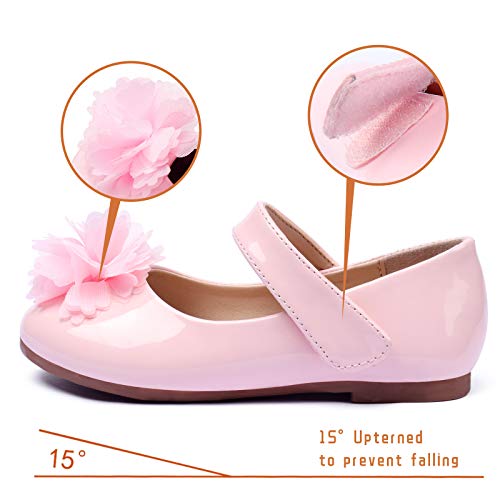 Adamumu Mary Jane Shoes Flower Girl Shoes For Weeding Cute Toddler Ballet Shoes Lace Flore Ballet Flat For Walking,Dance,Pink,13.5M Little Kid #TOP1