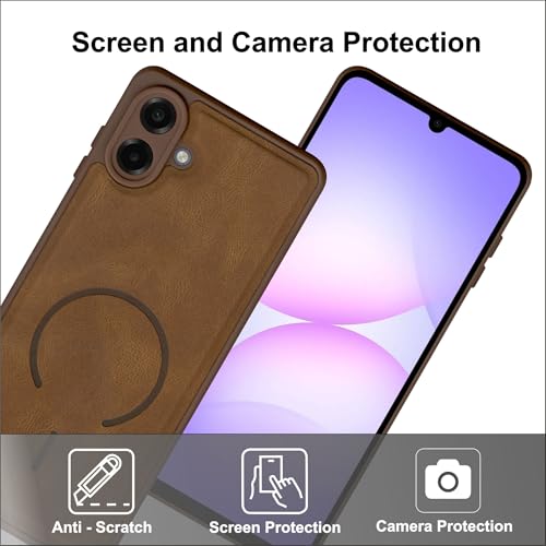 Image of SBMS Back Cover for Samsung M07 /F70e /A07 /F07 5G | Ultra Slim Soft Rubberised Hard Case | Oil Feel Soft Leather Back | Mag-Safe Design (Mag-Safe Not Support) | Camera Protection Case Sam A07 (Brown)